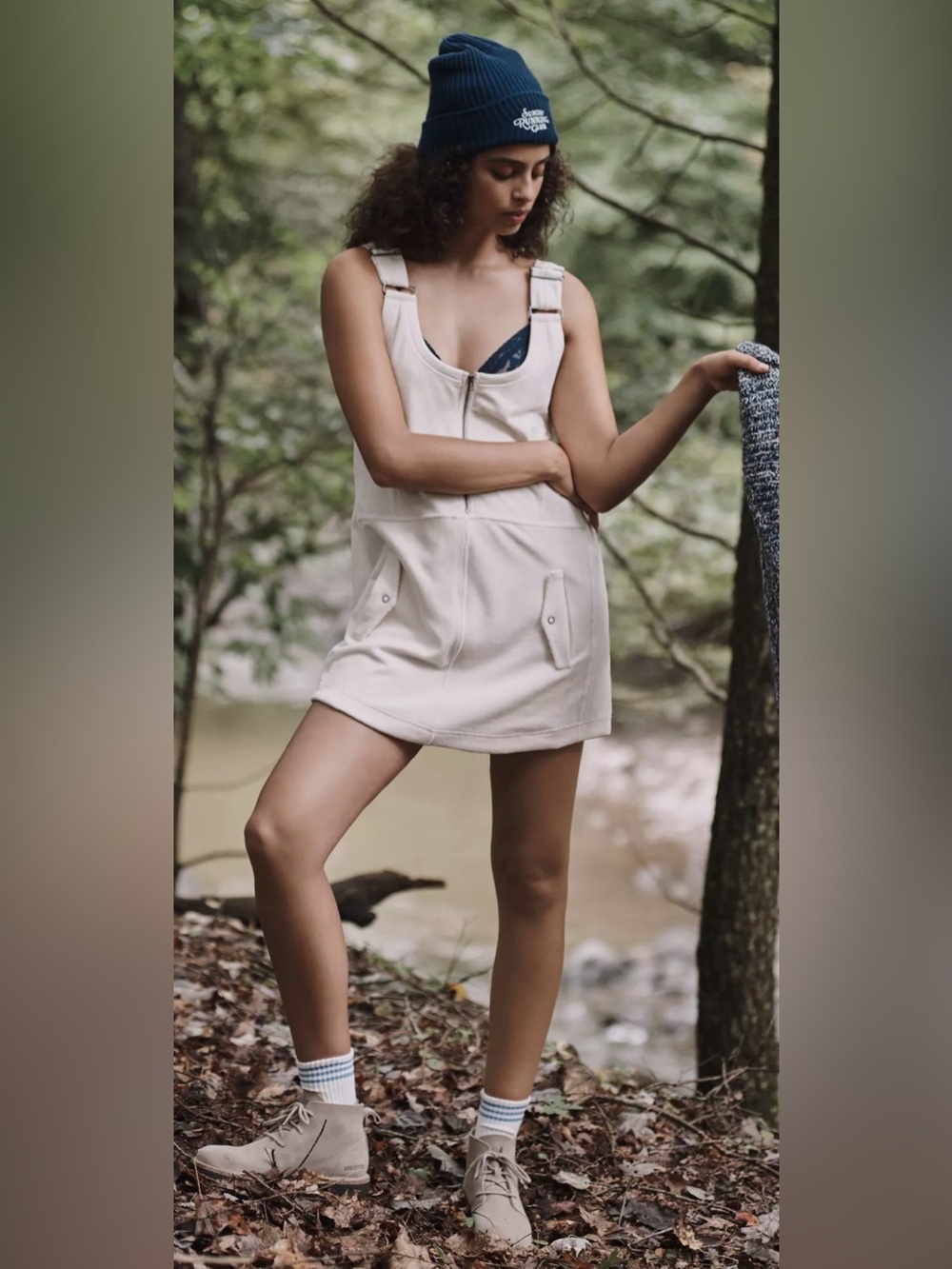 Daily Practice Anthropologie Jockey Mini Overall Dress Small Utility Buckle Beig